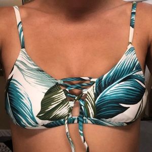 Leaf print bikini tie front top!